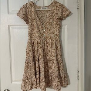 Petal & Pup Brown and Cream Floral Dress